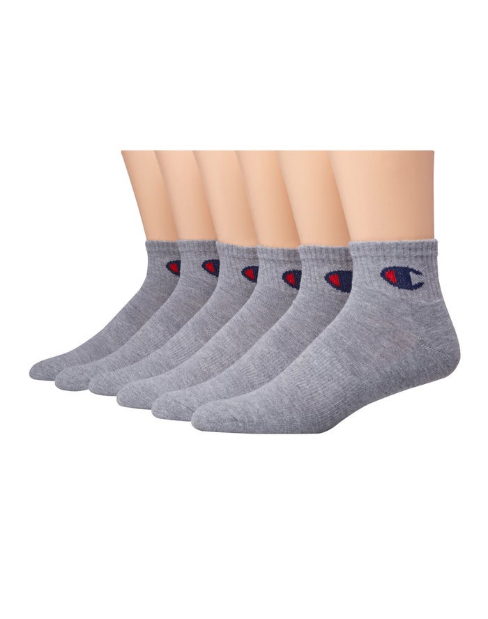 Champion Womens Socks NZ - Ankle C Logo 6-Pairs Grey ( 3207-PNVJH )